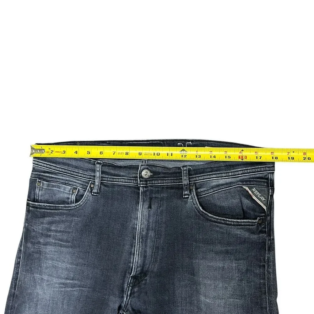Replay Jeans‎ Men's W36 L33 JONDRILL Slim Stretch Black Denim Zip Fly